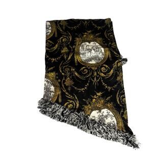 Waverly Curtains Embellished Ascot Valance NEW Black & Gold 52x20 New in Package